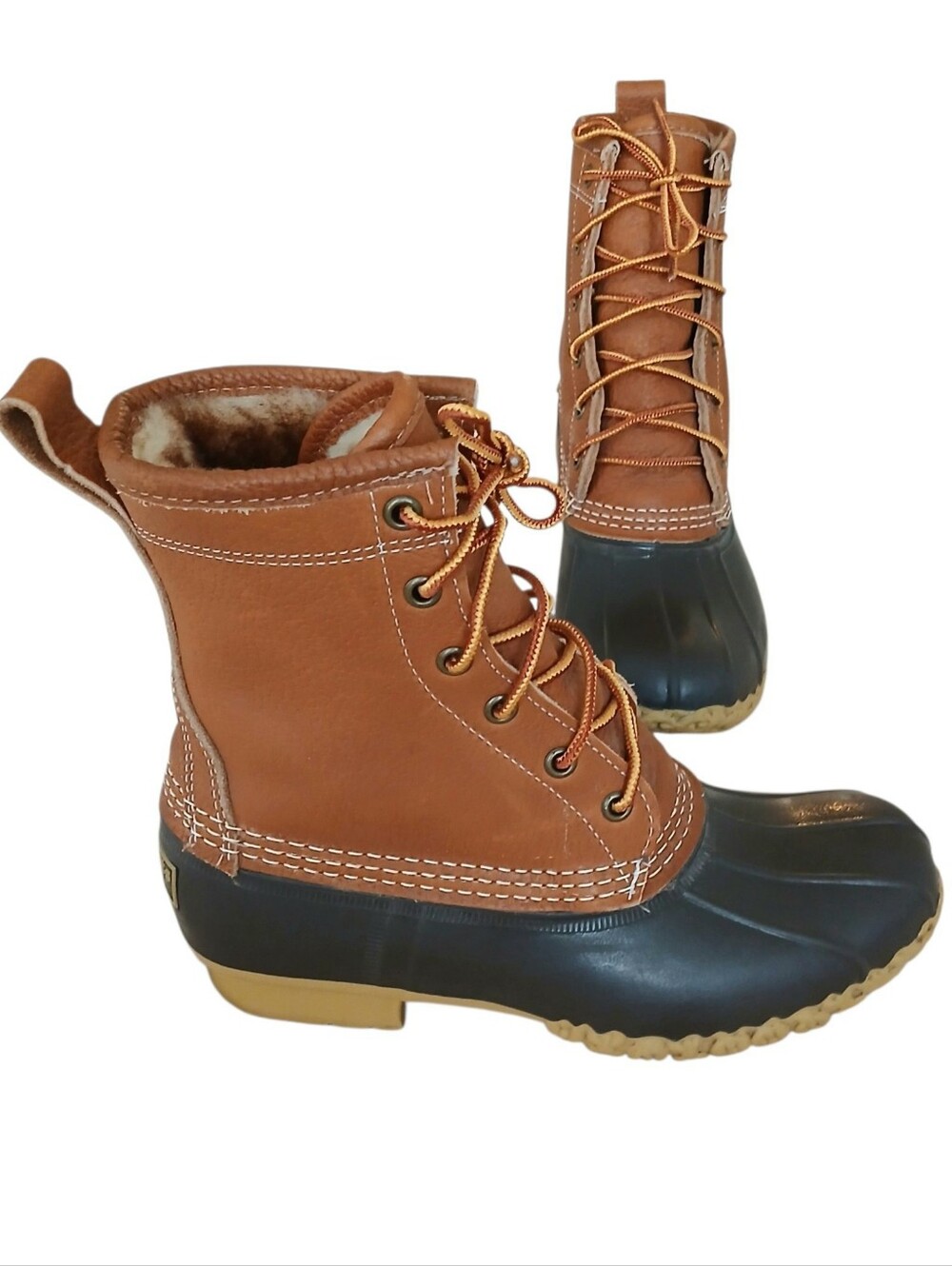 LL Bean 8" Shearling Lined Bean Boots Women's 6 Tan Leather Waterproof Insulated